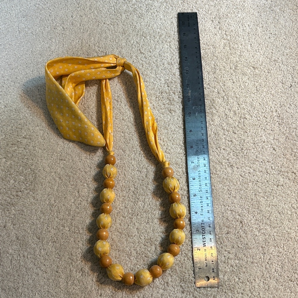 Yellow Beaded Scarf Necklace - Womens Accessory